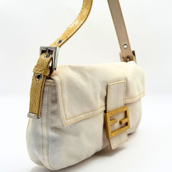 •SOLD•Vintage Fendi Denim and Python Baguette - Picture 6 of 9